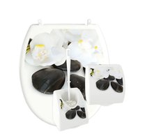 WC SET bílá orchidej černé kameny